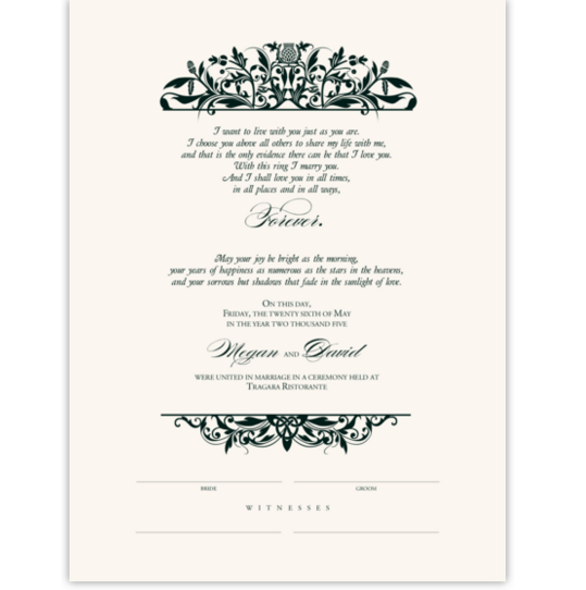 Scott's Garden Celtic Wedding Certificates