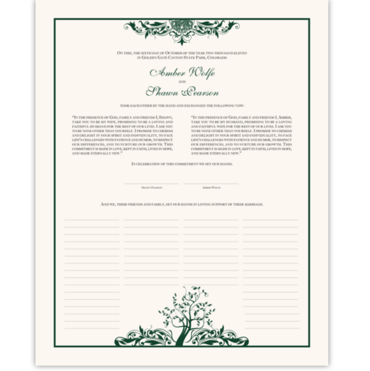 Tree of Life-Top and Bottom Celtic Wedding Certificates