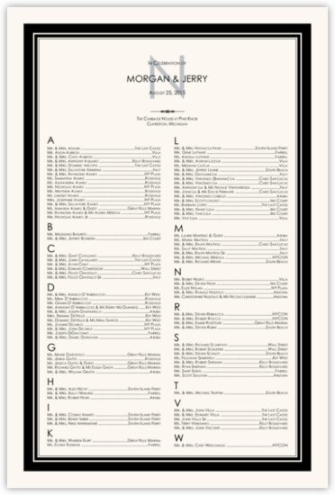 Century Monogram Contemporary and Classic Wedding Seating Charts