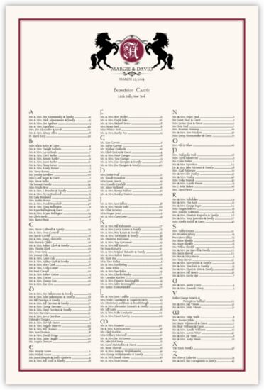Chevalier Contemporary and Classic Wedding Seating Charts