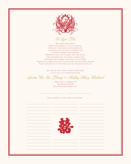 Phoenix Chinese, Japanese, and Eastern Inspired Wedding Certificates