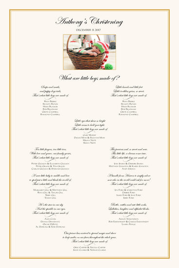 Christening Photo with Poems Seating Chart