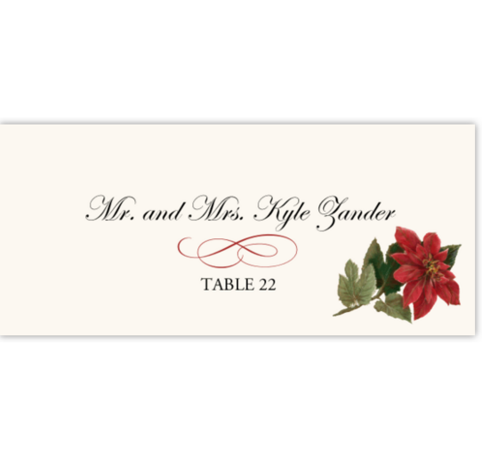Poinsettia Winter, Snowflake, and Holiday Place Cards