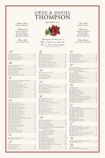 Poinsettia Winter and Holiday Seating Charts