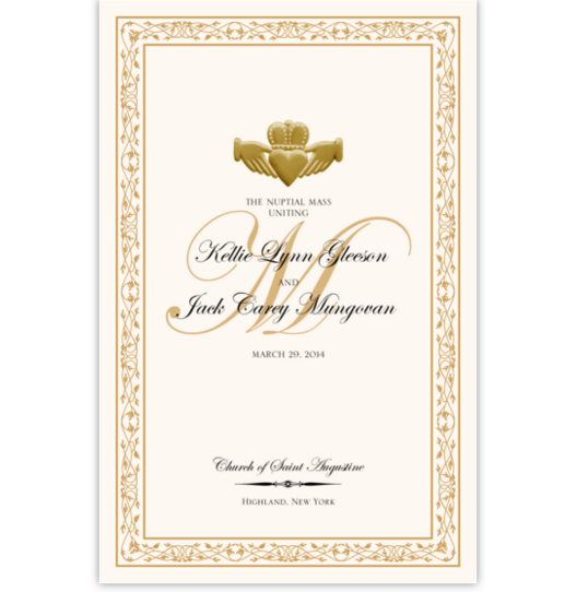 Gold Claddagh Celtic Wedding Programs