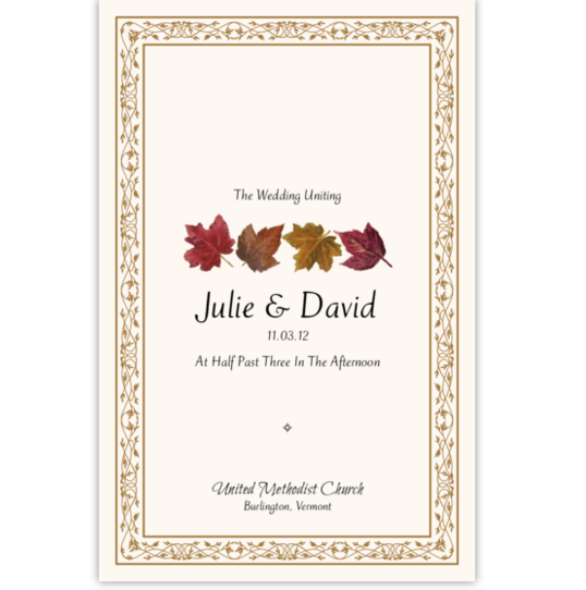 Colorful Leaf Pattern Autumn/Fall Leaves Wedding Programs