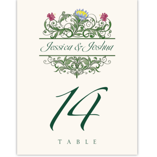Moon Bloom Contemporary and Classic Table Numbers