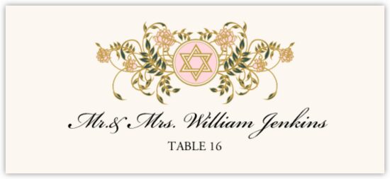 Colorful Shield of David Wedding Place Cards and Escort Cards
