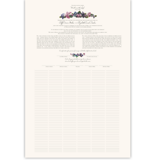 Colorful Hydrangea Flower Wedding Certificates
