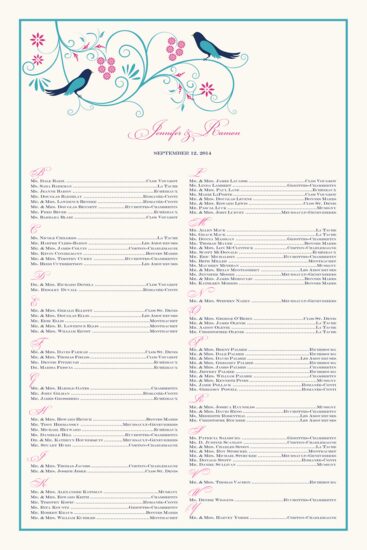 Leah and Luna Birds and Butterflies Seating Charts