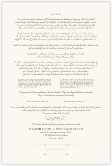 Courthouse Wedding Contemporary and Classic Wedding Certificates