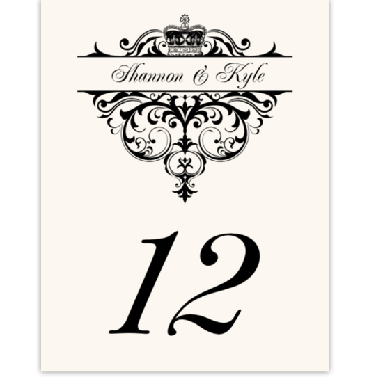 Crowned Contemporary and Classic Table Numbers