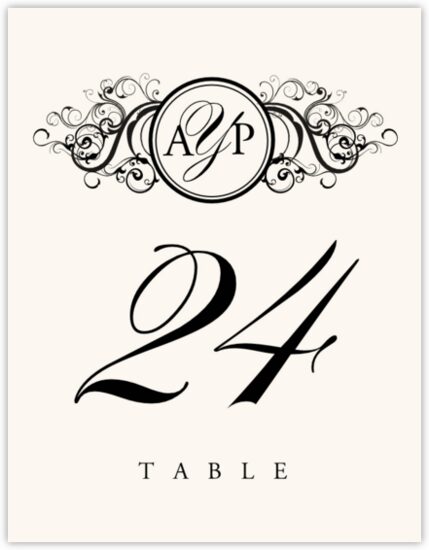 Curly Sue Contemporary and Classic Table Numbers