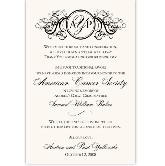 Curly Sue Contemporary and Classic Donation Cards