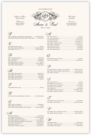 Curly Sue Contemporary and Classic Wedding Seating Charts