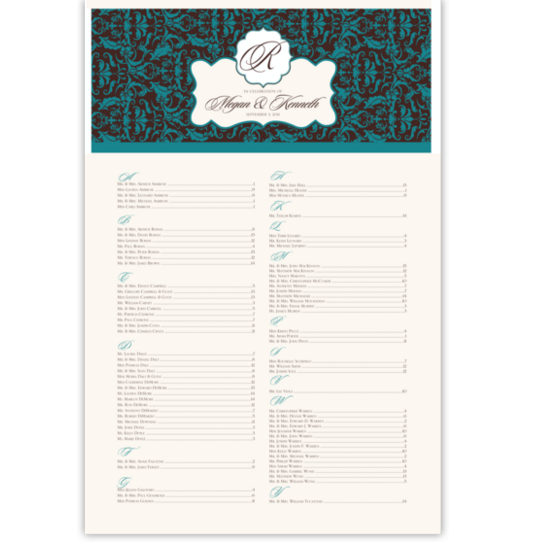 Daily Damask Contemporary and Classic Wedding Seating Charts