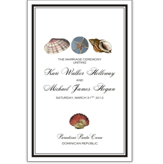 Seashell Collector Beach and Seashell Wedding Programs