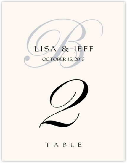 Edwardian Monogram 28 Contemporary and Classic Table Numbers