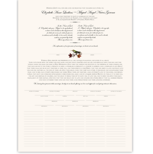 Fall Indy Autumn Leaves Wedding Certificates