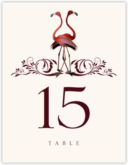 Fiery Flamingos Birds and Butterflies Table Numbers