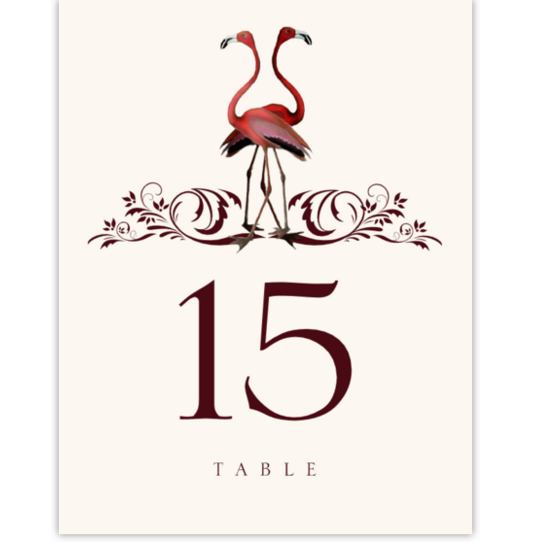 Fiery Flamingos Birds and Butterflies Table Numbers