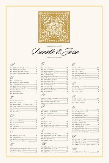 Floral Paisley Pattern Indian Wedding Seating Charts