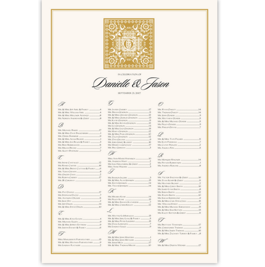 Floral Paisley Pattern Indian Wedding Seating Charts