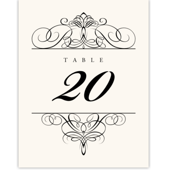 Flourish Monogram 01A Contemporary and Classic Table Numbers