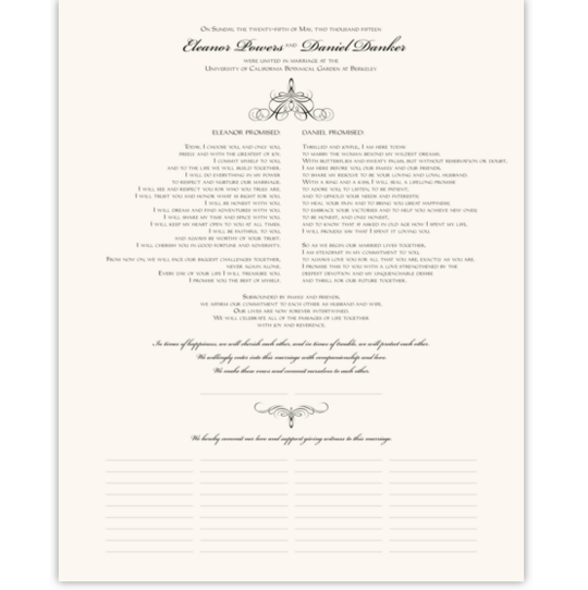 Flourish Monogram 02B Contemporary and Classic Wedding Certificates