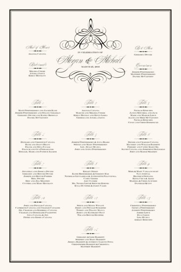 Flourish Monogram 02A Contemporary and Classic Wedding Seating Charts
