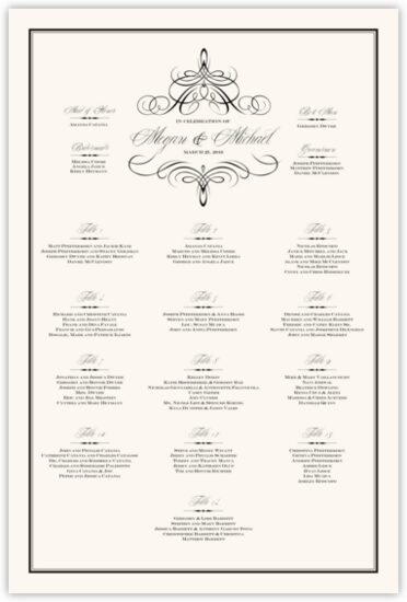 Flourish Monogram 02A Contemporary and Classic Wedding Seating Charts
