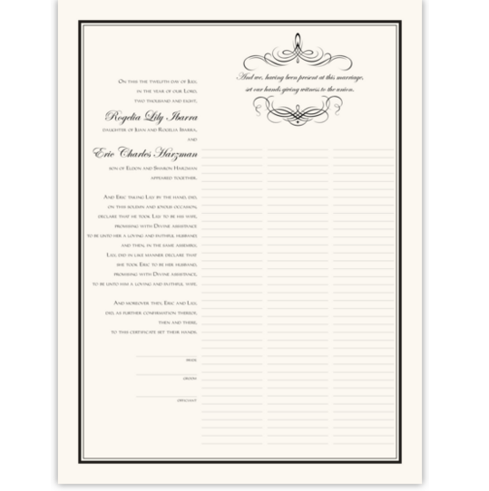 Flourish Monogram 04 Contemporary and Classic Wedding Certificates