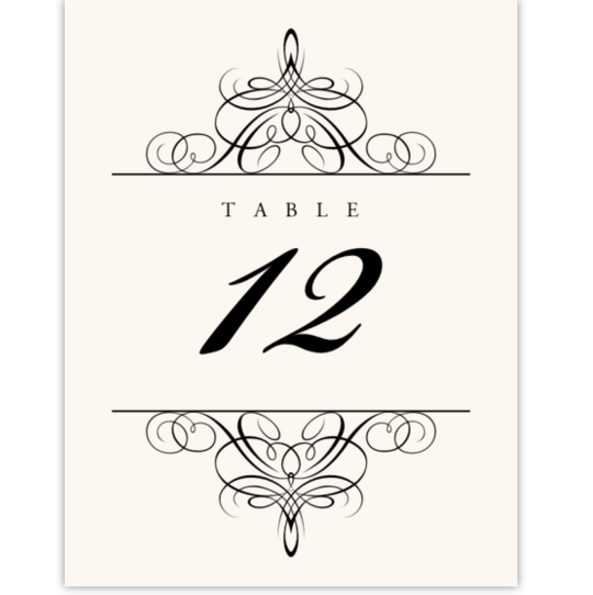 Flourish Monogram 07 Contemporary and Classic Table Numbers