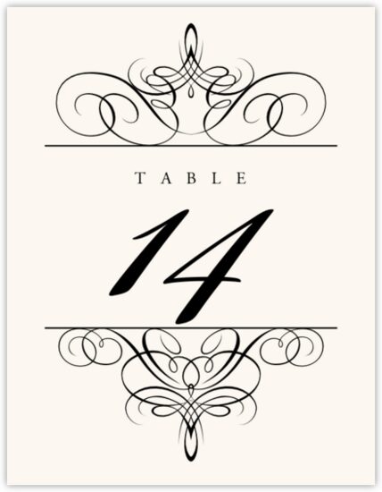 Flourish Monogram 05 Contemporary and Classic Table Numbers