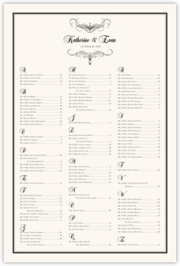 Flourish Monogram 08 Contemporary and Classic Wedding Seating Charts