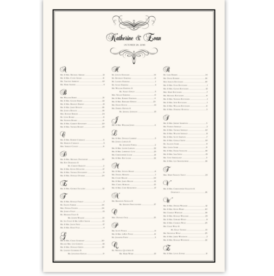 Flourish Monogram 08 Contemporary and Classic Wedding Seating Charts