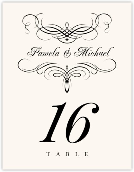 Flourish Monogram 08B Contemporary and Classic Table Numbers
