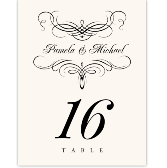 Flourish Monogram 08B Contemporary and Classic Table Numbers