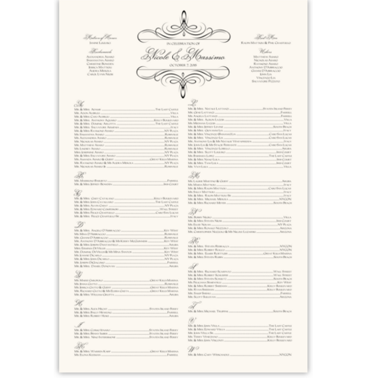 Flourish Monogram 10B Contemporary and Classic Wedding Seating Charts