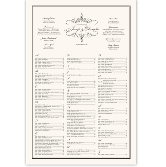 Flourish Monogram 10A Contemporary and Classic Wedding Seating Charts