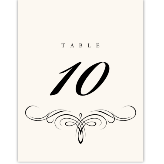 Flourish Monogram 11 Contemporary and Classic Table Numbers