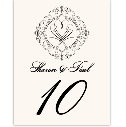 Flourish Monogram 18 Contemporary and Classic Table Numbers