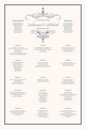 Flourish Monogram 02B Contemporary and Classic Wedding Seating Charts