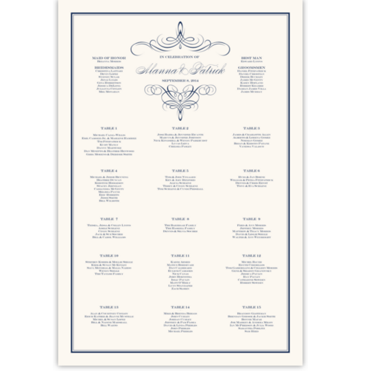 Flourish Monogram 02B Contemporary and Classic Wedding Seating Charts