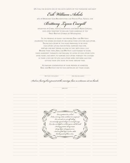 Flourish Monogram 24 Contemporary and Classic Wedding Certificates