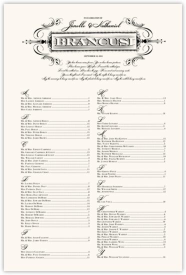French Typographic Library 10 Contemporary and Classic Wedding Seating Charts