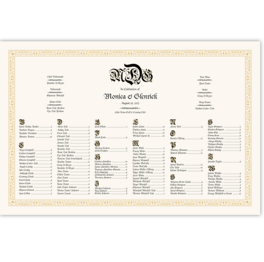 Blackletter Gothic Contemporary and Classic Wedding Seating Charts