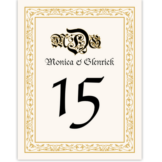 Blackletter Gothic Contemporary and Classic Table Numbers