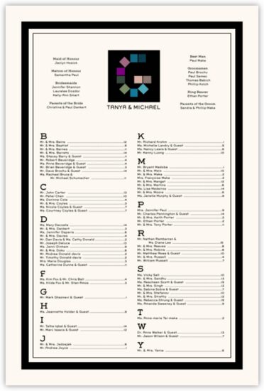 Contemporary Monogram 26 Contemporary and Classic Wedding Seating Charts