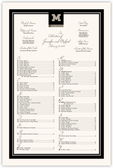 Contemporary Monogram 08 Contemporary and Classic Wedding Seating Charts